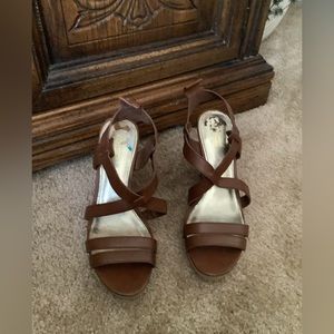 Coach 7.5 size tan wedges.